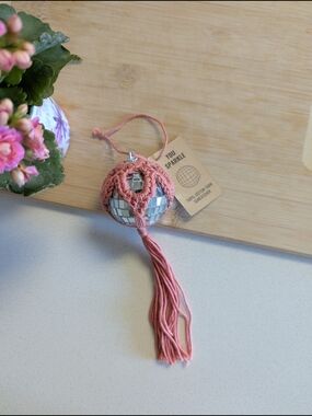 Handmade Pink Mirror Disco Ball Ornament